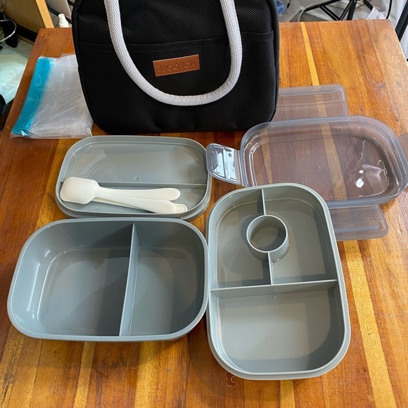 JBGOYON Bento Lunch box set Black Gray New W/O Tags - Picture 8 of 11
